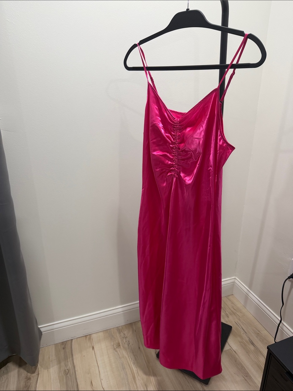 a new day Satin Midi Slip Dress in Hot Pink